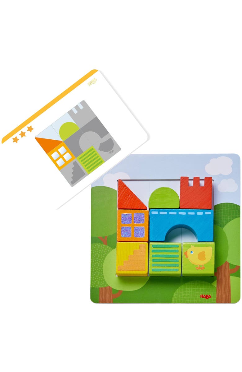 HABA Animal Squares Chunky Wooden Puzzle Building Blocks Arranging Game with Template Cards, Montessori Toys Toddler Puzzle Ages 2+, Alternate, color, Multi