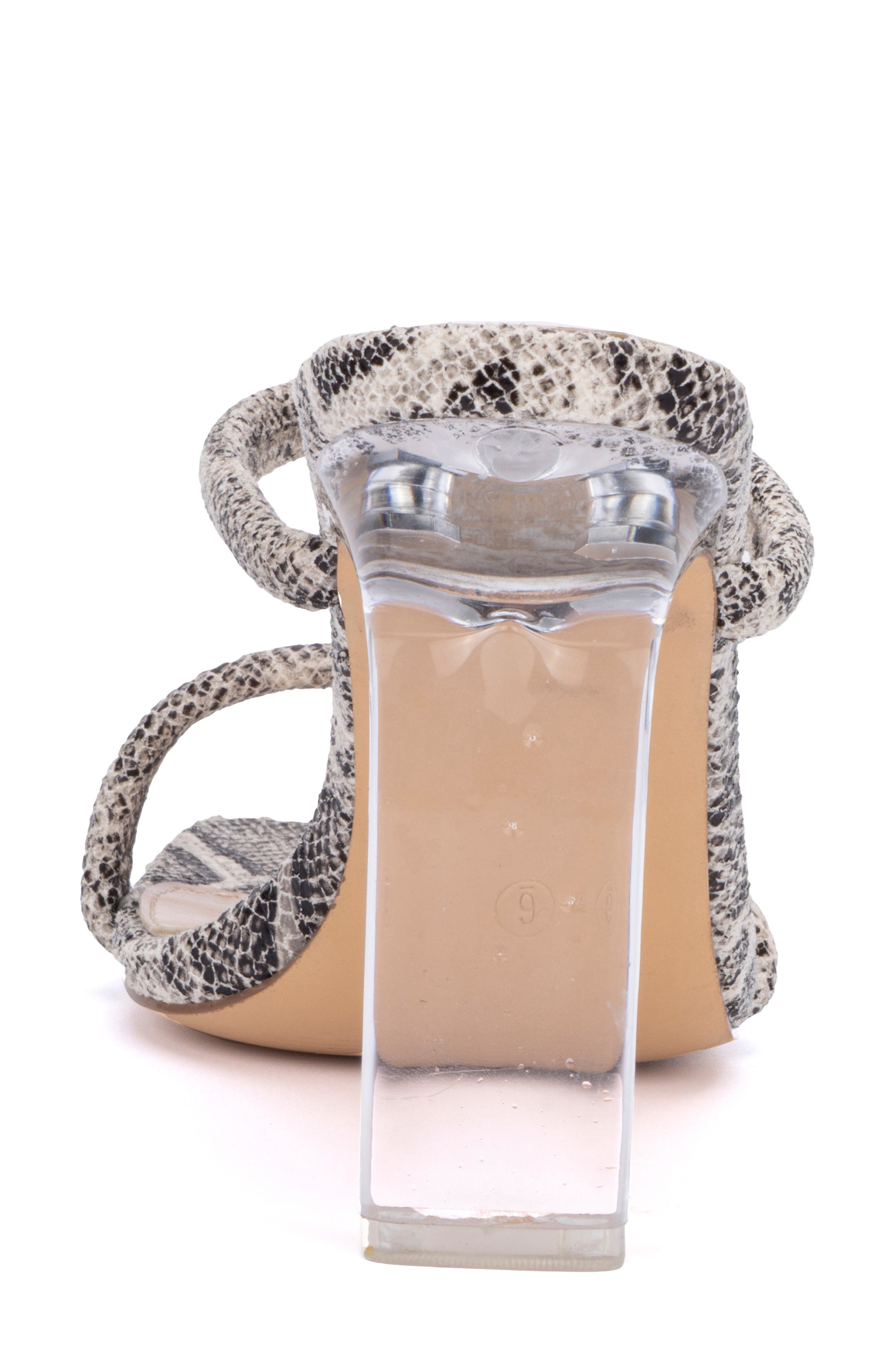 NEW YORK AND COMPANY Holly Faux Leather Lucite Heel Sandal, Alternate, color, Beige