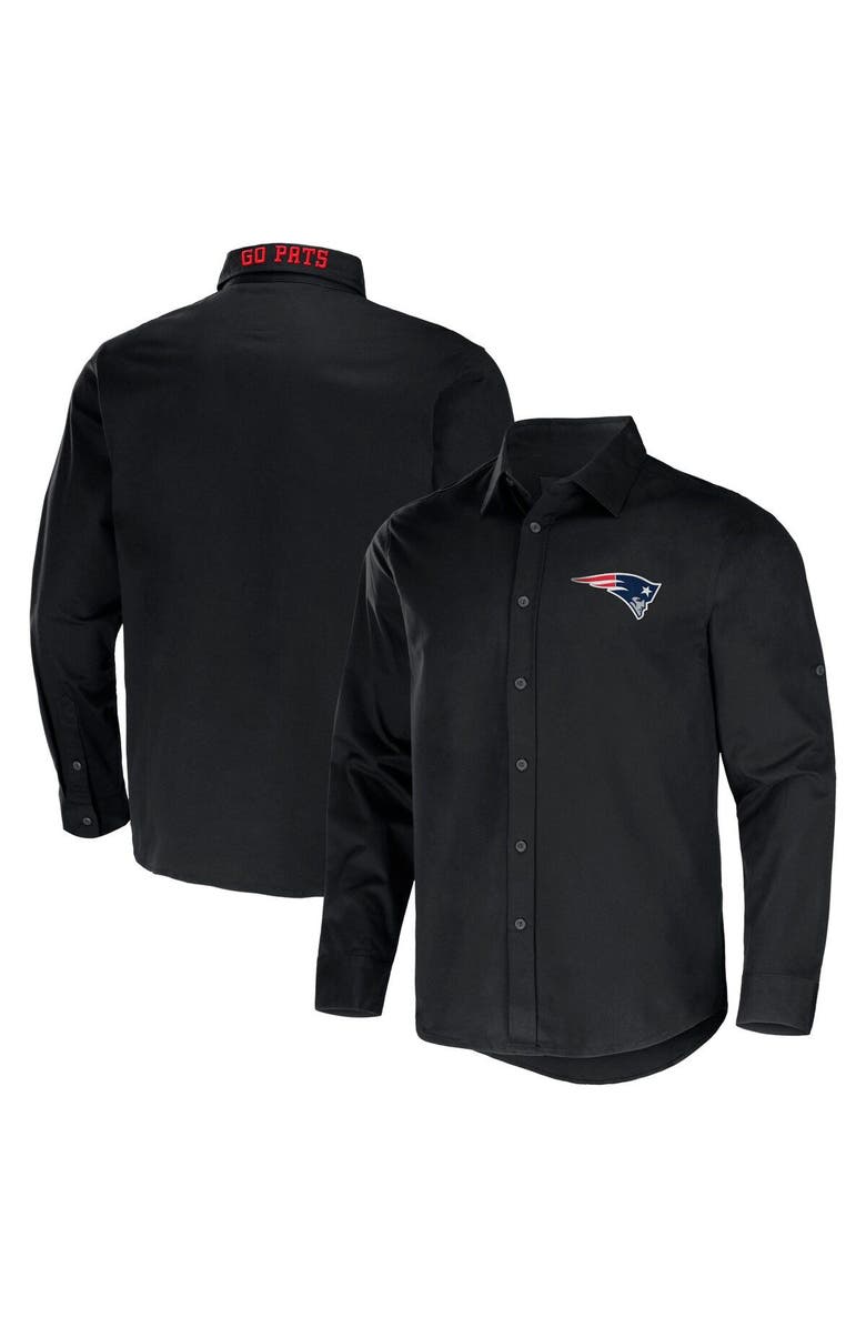 NFL X DARIUS RUCKER Men's NFL x Darius Rucker Collection by Fanatics Black New England Patriots Convertible Twill Long Sleeve Button-Up Shirt, Main, color, Black