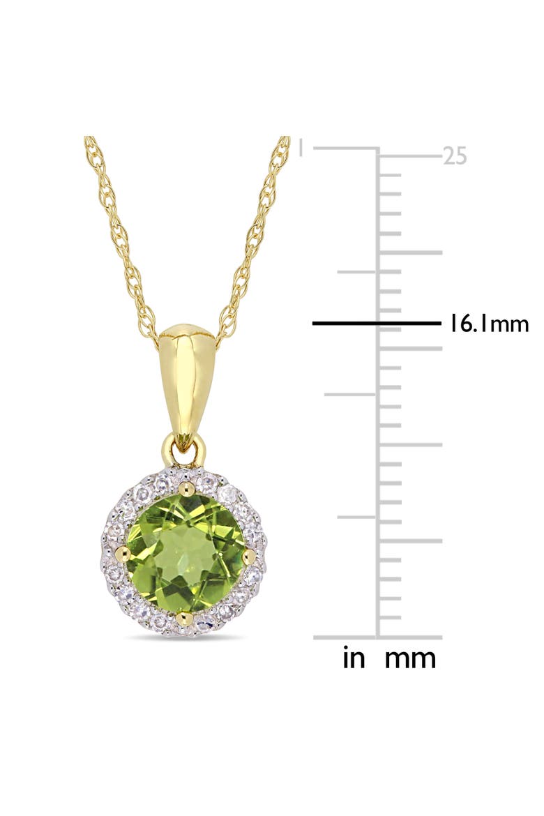 Gemstone & Diamond Halo Necklace 10K, Alternate, color, Peridot