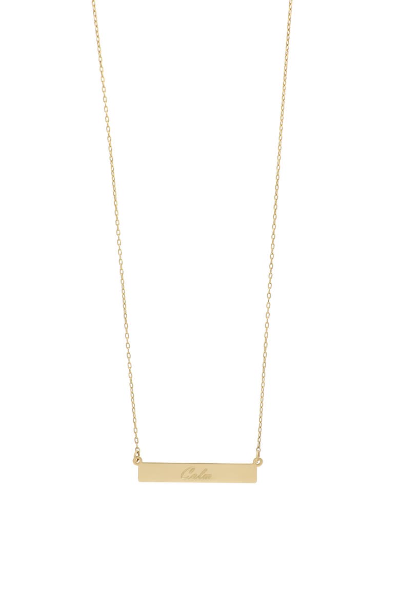 14K Gold Engravable Small Bar Pendant Necklace (Nordstrom Exclusive), Alternate, color, 14K YELLOW GOLD