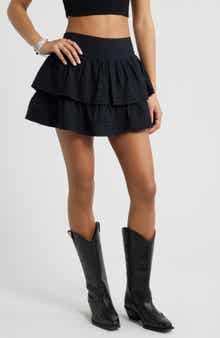 Tiered Ruffle Cotton Miniskort