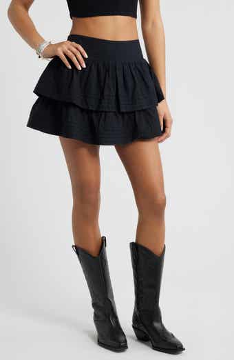 Tiered Ruffle Cotton Miniskort