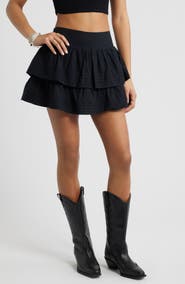 BP. Tiered Ruffle Cotton Miniskort
