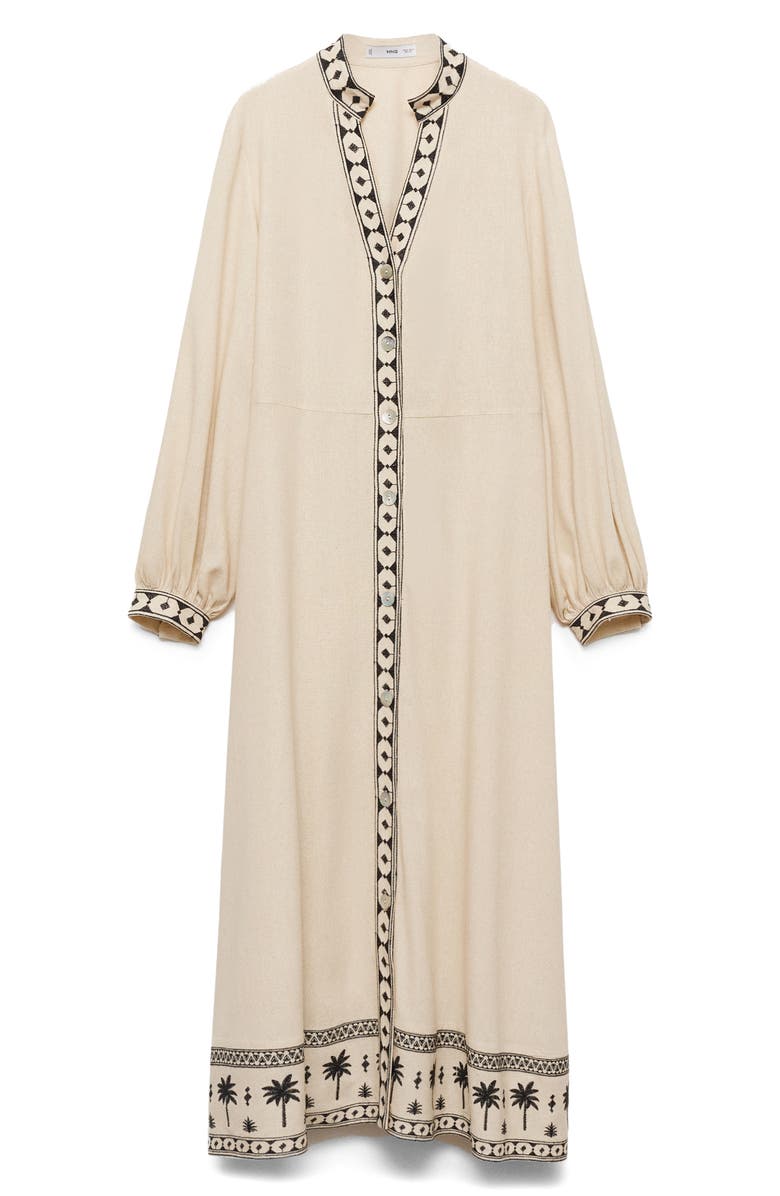 MANGO Long Sleeve Cotton Shirtdress, Alternate, color, Beige