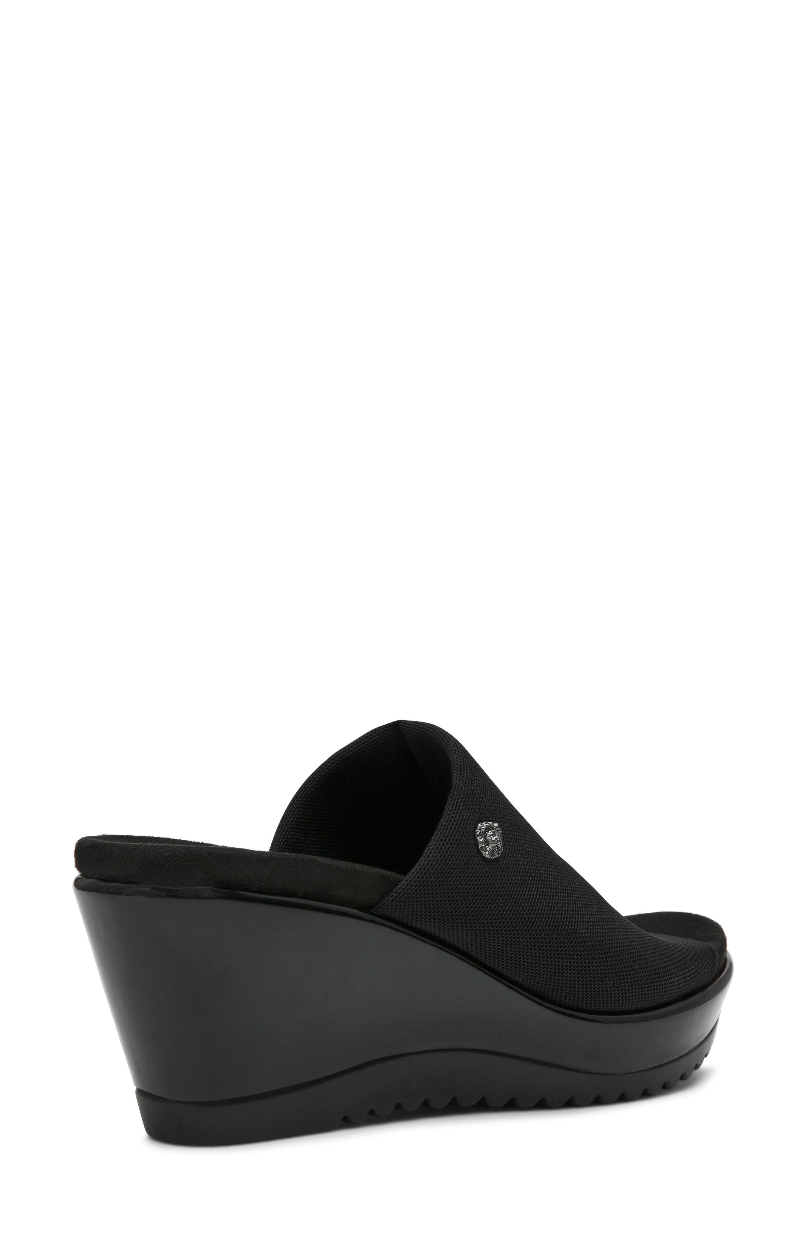 Anne Klein Rellin Wedge Sandal, Alternate, color, Black