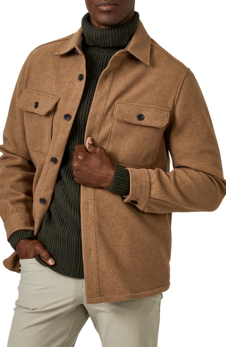 7 Diamonds Generation Brushed Flannel Button-Up Shirt Jacket, Main, color, Ginger