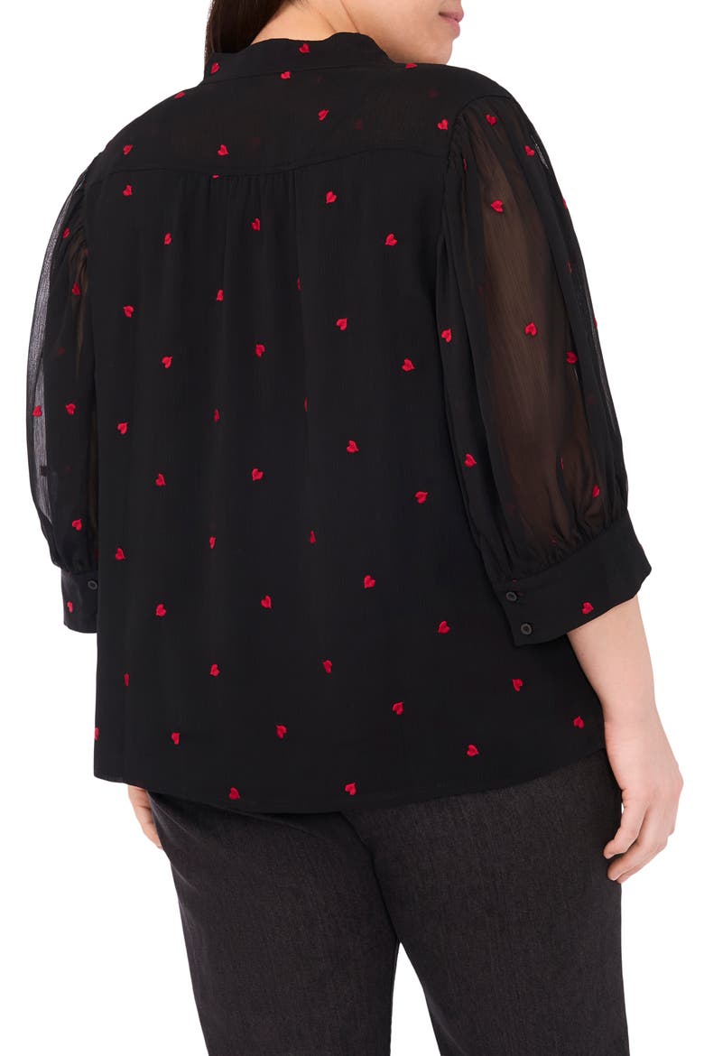 Heart Embroidered Button-Up Shirt, Alternate, color, RICH BLACK