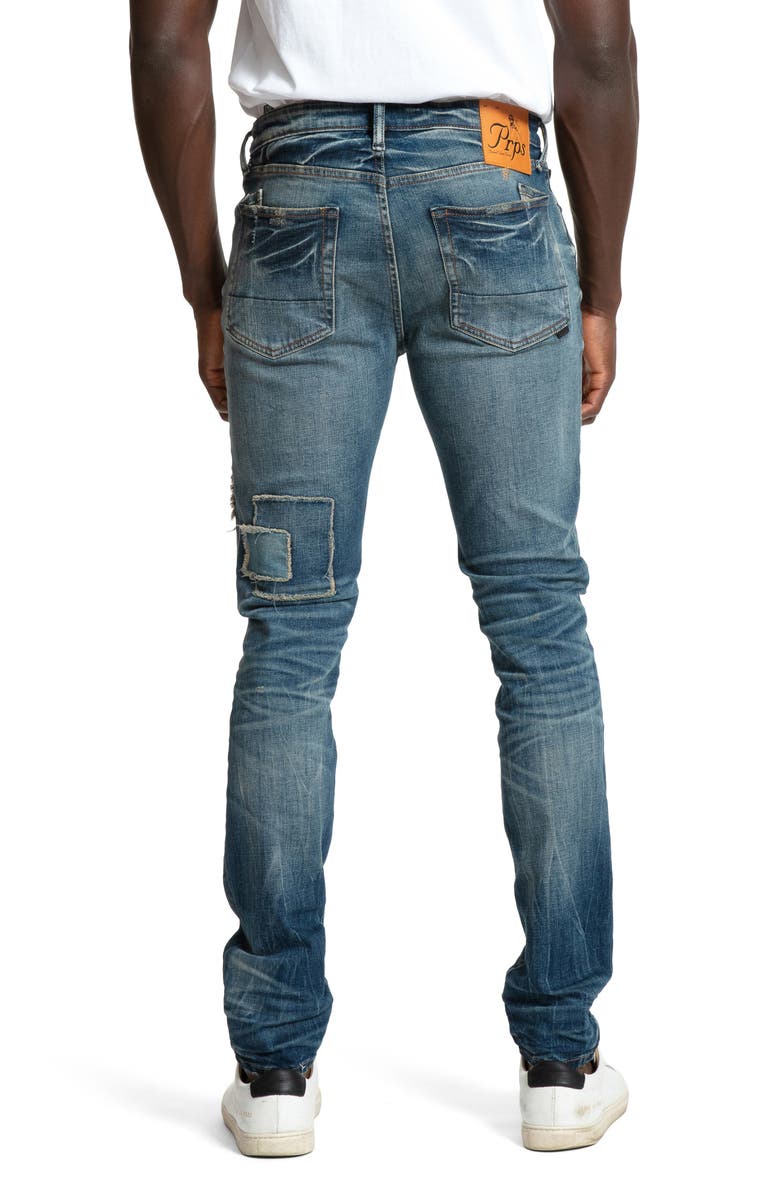 PRPS Sacred Patchwork Distressed Stretch Tapered Skinny Jeans, Alternate, color,