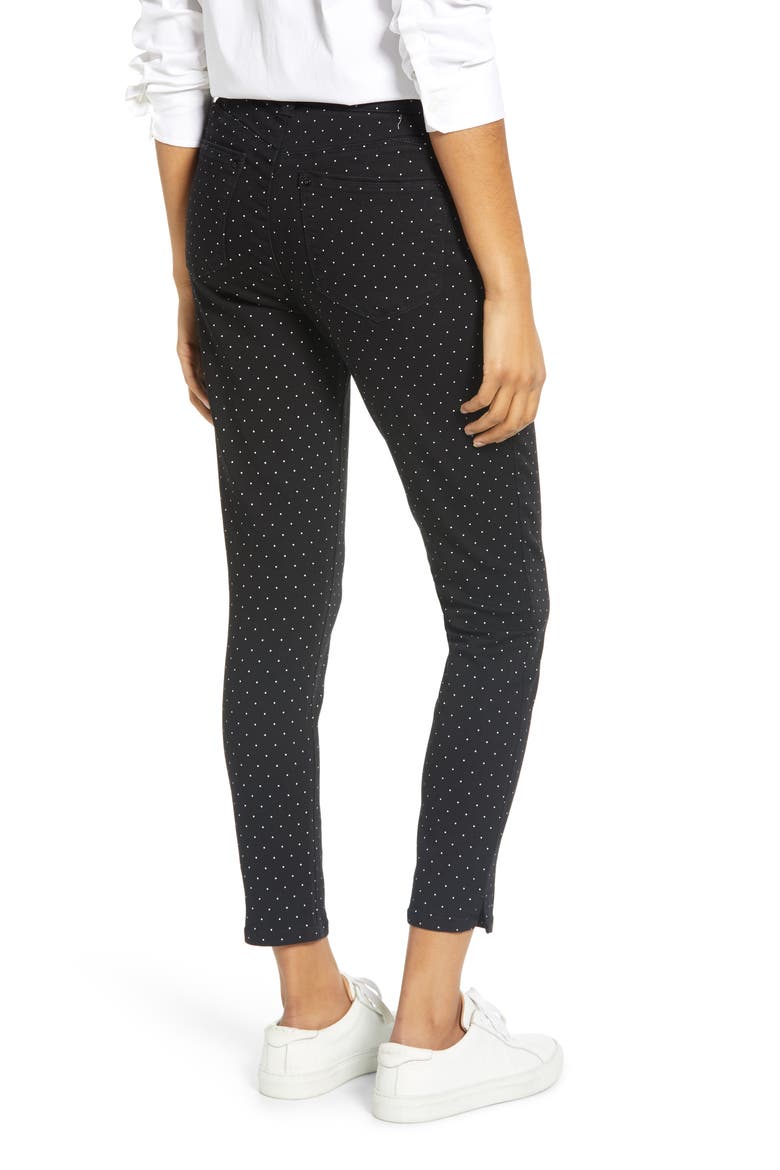 'Ab'Solution High Waist Polka Dot Ankle Skinny Pants (Nordstrom Exclusive), Alternate, color, BK-BLACK