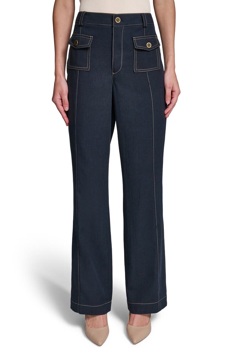 Seam Detail High Waist Suiting Pants, Main, color, MIDNIGHT NAVY