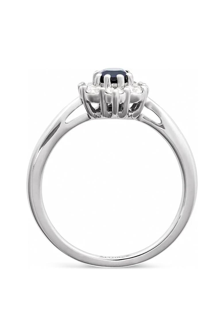 Oval Lab Blue Sapphire & Diamond Halo Ring 14K, Alternate, color, 0.95ct/Yellow Gold