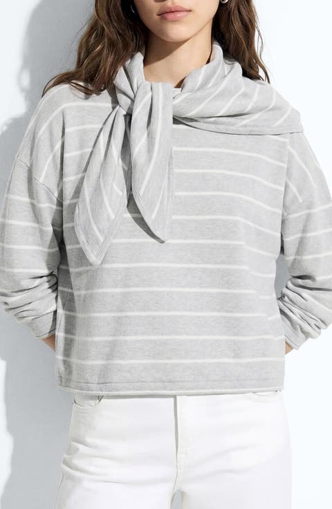 Striped Cotton Sweater with Removable Bandana