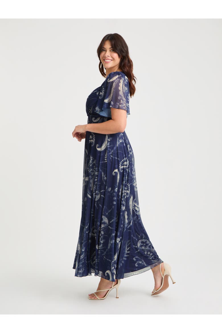Kemi Print Bolero Wrap Bodice Maxi Gown, Alternate, color, Vintage Navy Paisley
