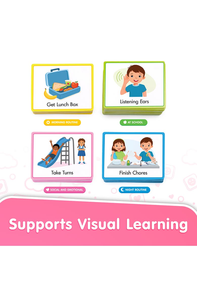 80 Visual Schedule Communication Cards, Alternate, color, Multicolored