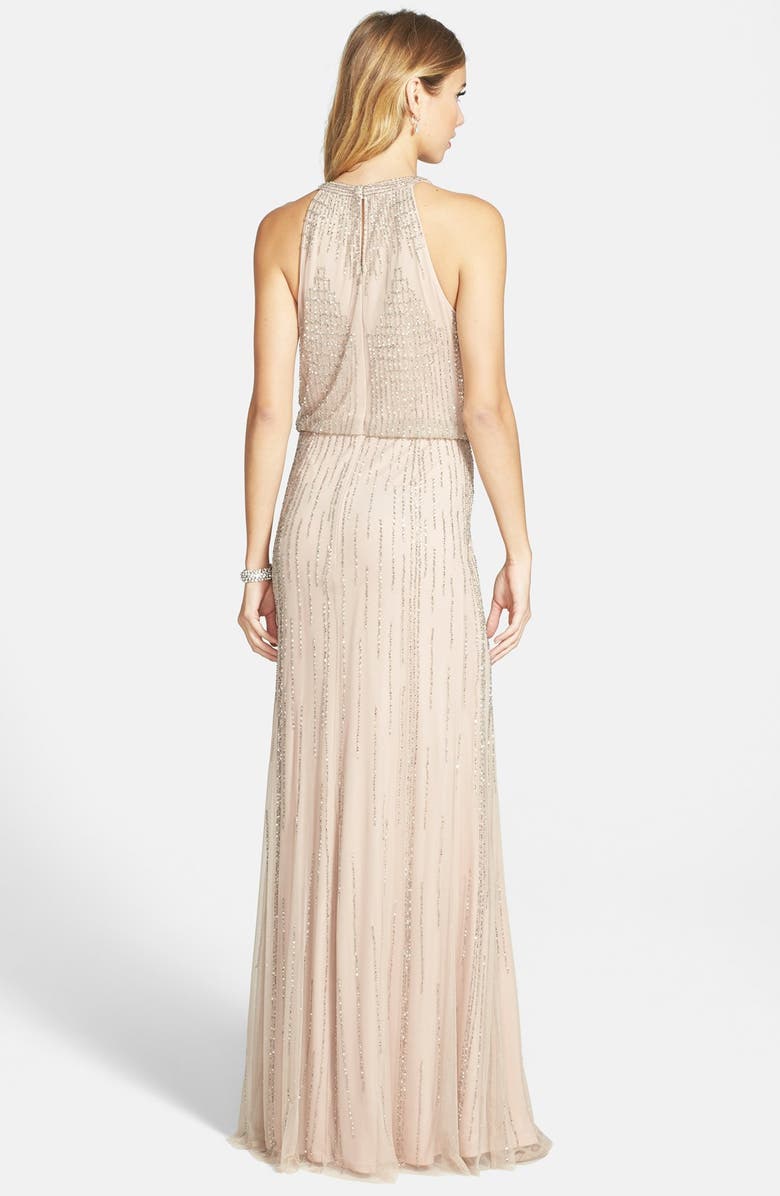 Adrianna Papell Beaded Blouson Gown, Alternate, color, 