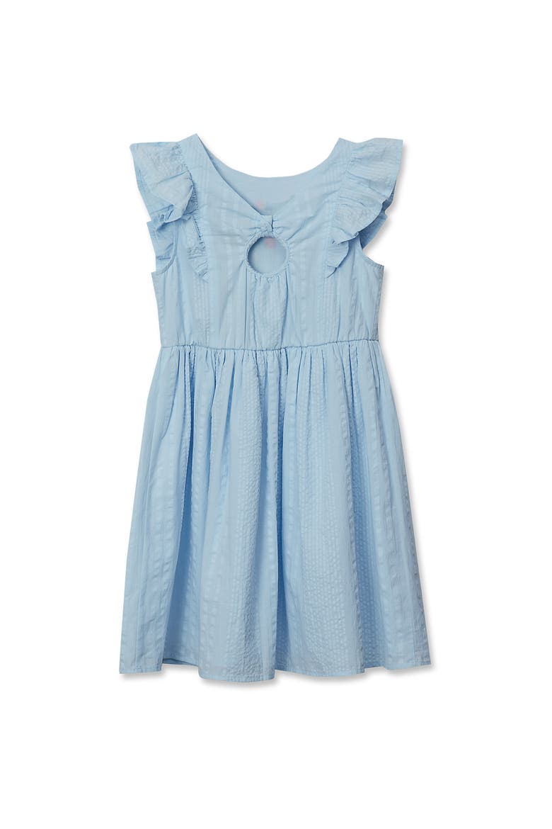 Girls Short Sleeve Seersucker Dress, Alternate, color, Nantucket Blue