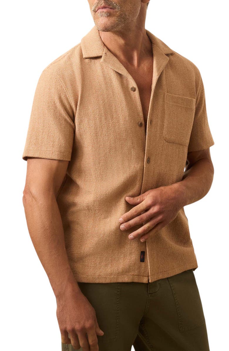 Faherty Oasis Jacquard Camp Shirt, Alternate, color, Rust Orange