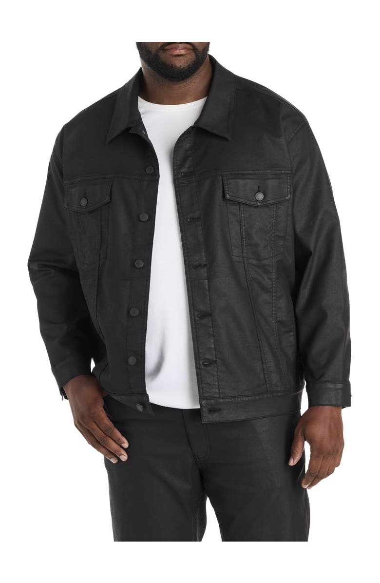 True Nation by DXL Big & Tall Coated Denim Jacket, Main, color, Black
