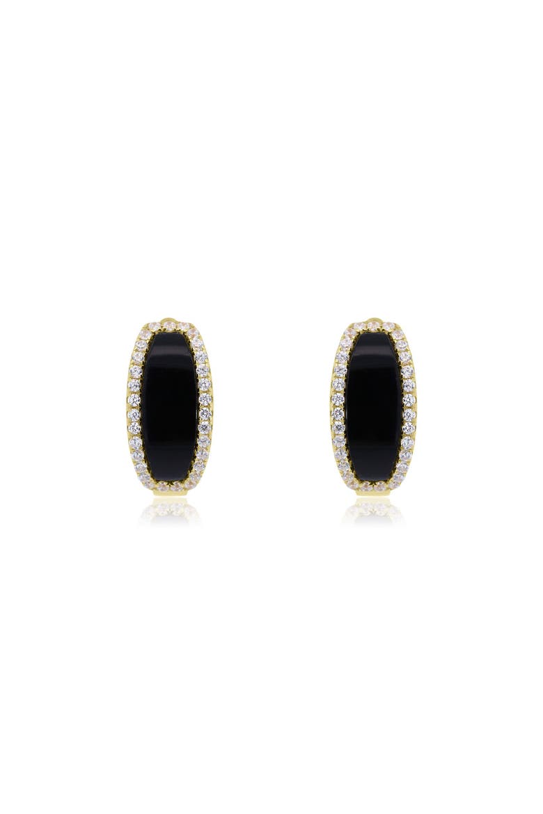 Onyx CZ Oval Hoop Earrings, Alternate, color, Onyx
