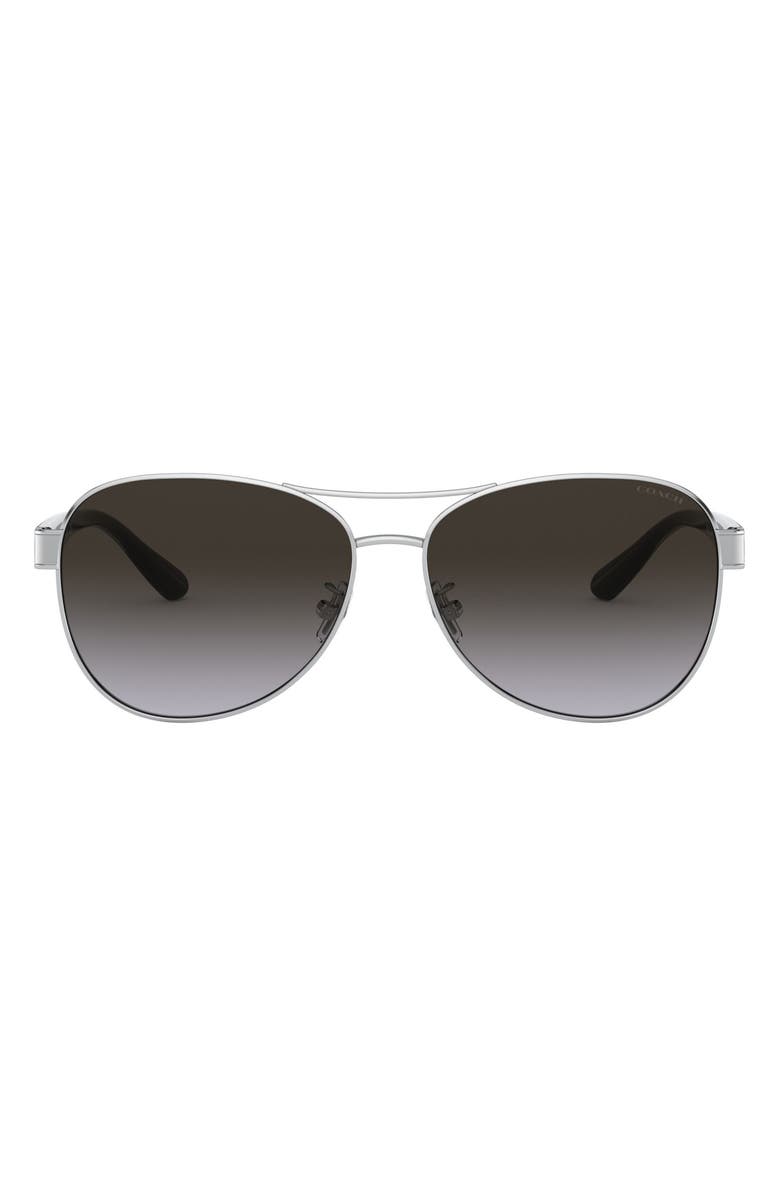 COACH 59mm Square Sunglasses, Main, color, Silver