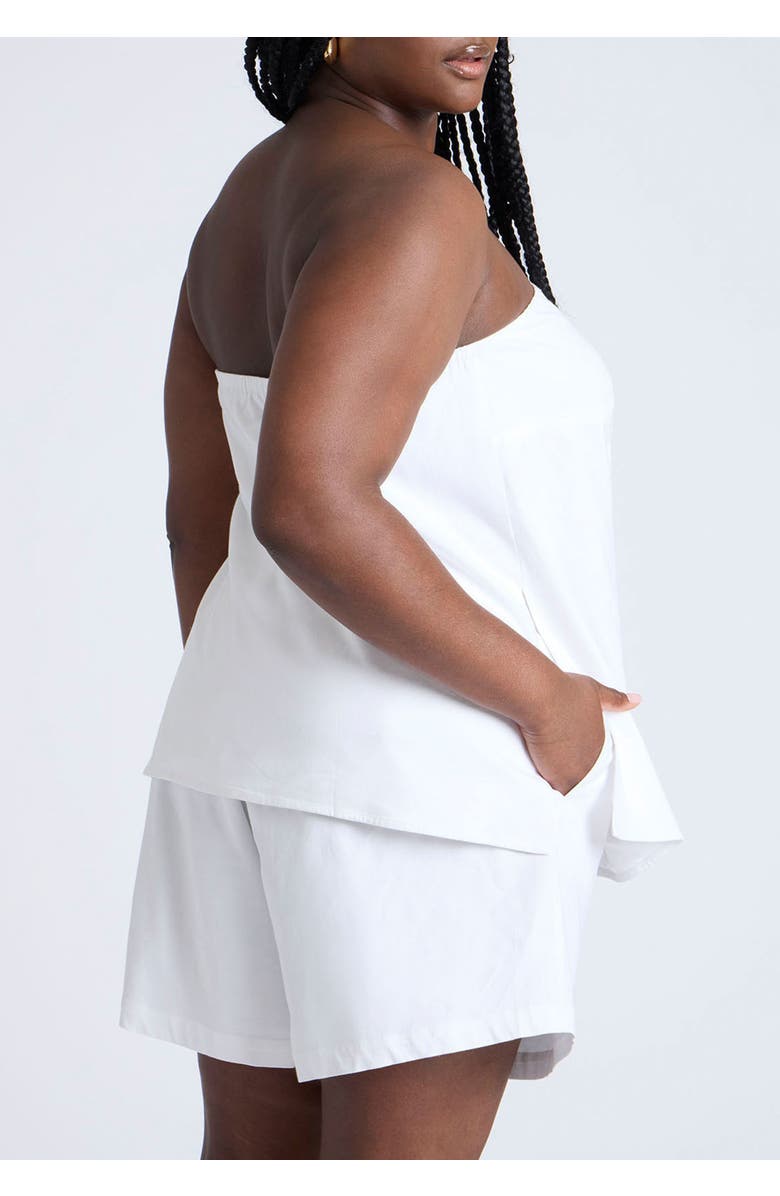 ELOQUII Linen Column Tube Top, Alternate, color, Snow White