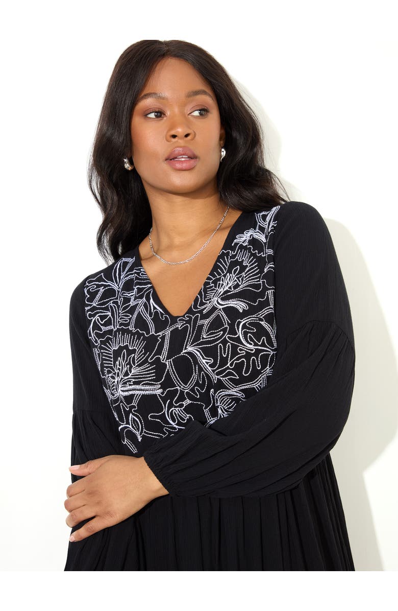 Live Unlimited Embroidered Crinkle Dress, Alternate, color, Black