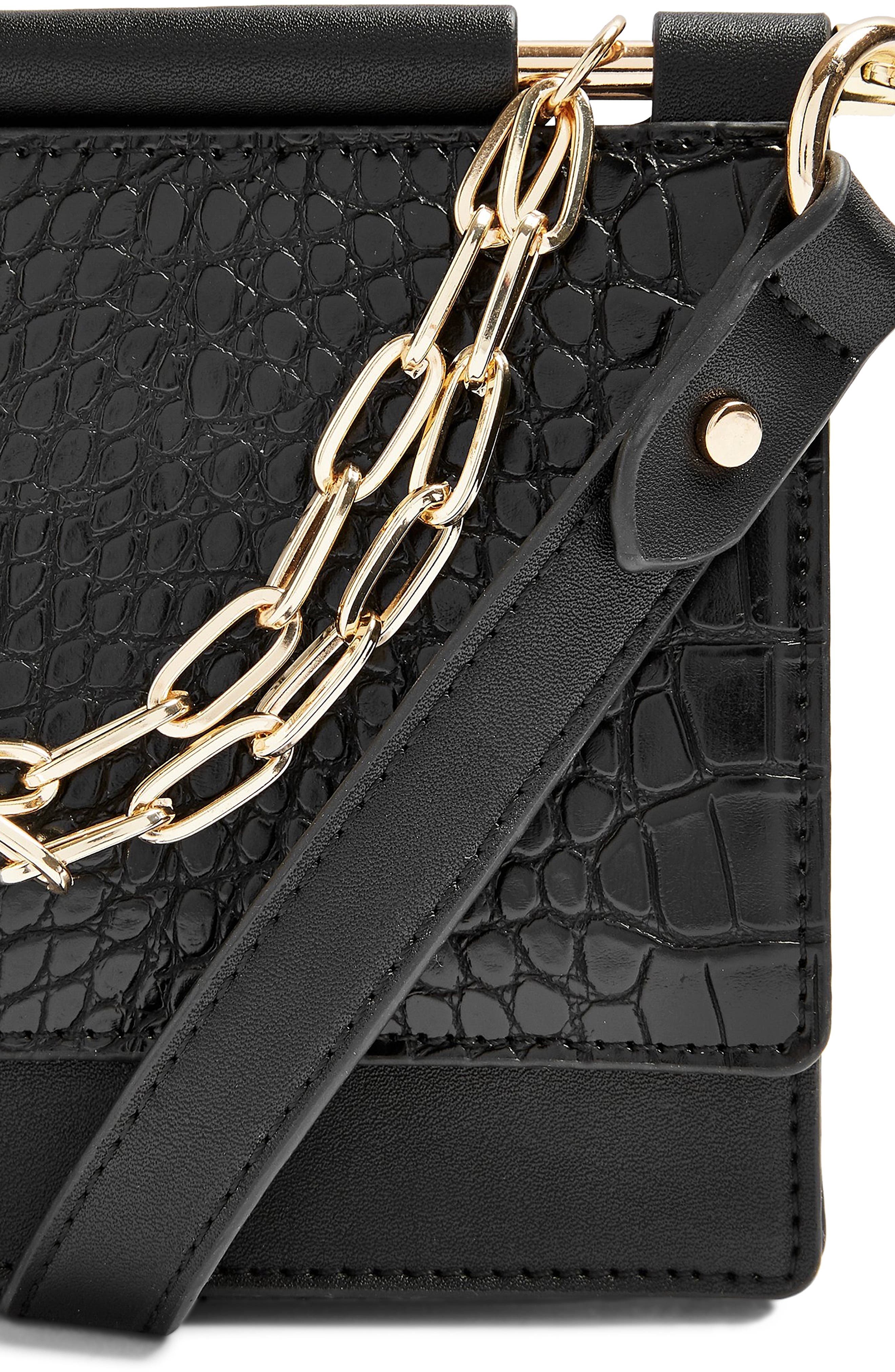 Topshop Tropic Chain Faux Leather Shoulder Bag, Alternate, color, 