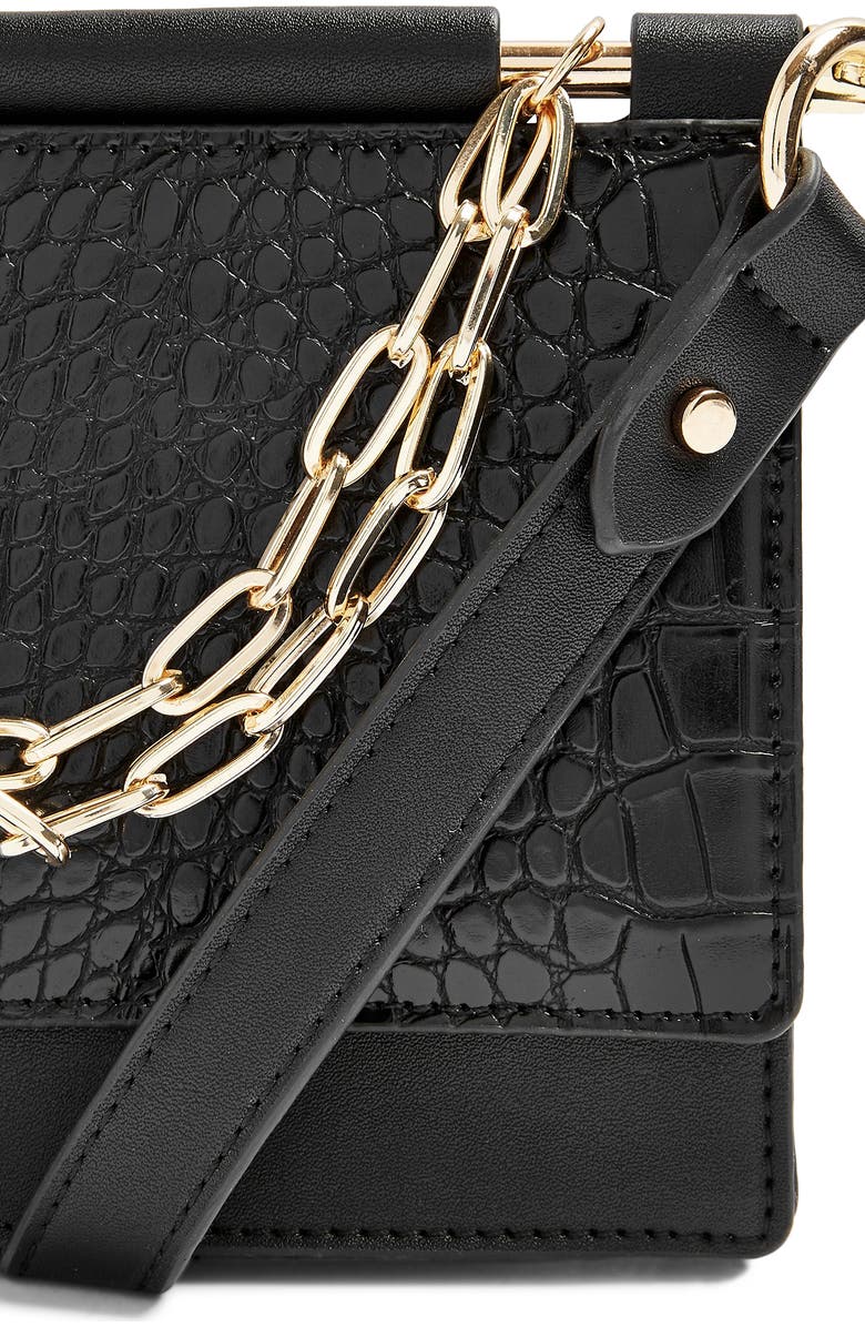 Topshop Tropic Chain Faux Leather Shoulder Bag, Alternate, color,