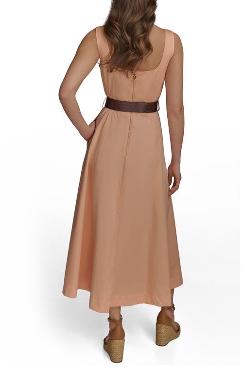 Donna Karan New York Sleeveless Cotton A-line Dress In Peach Fuzz