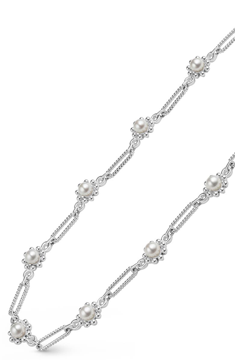 LAGOS Sterling Silver Luna Fleur Cultured Pearl Necklace, Alternate, color, Silver