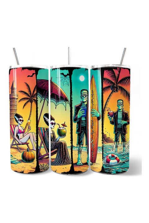 Monster Beach Vacation Halloween Retro Horror Tumbler
