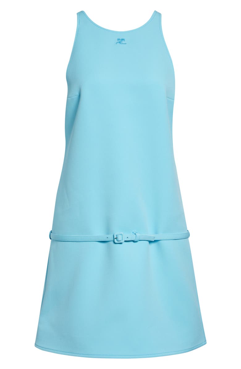 Courrèges Belted Twill A-Line Minidress, Main, color, Aqua