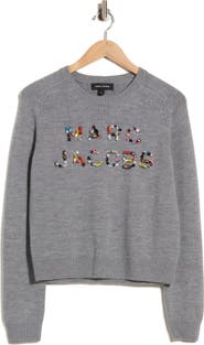 Marc Jacobs Gem Logo Merino Wool Knit Crewneck Top