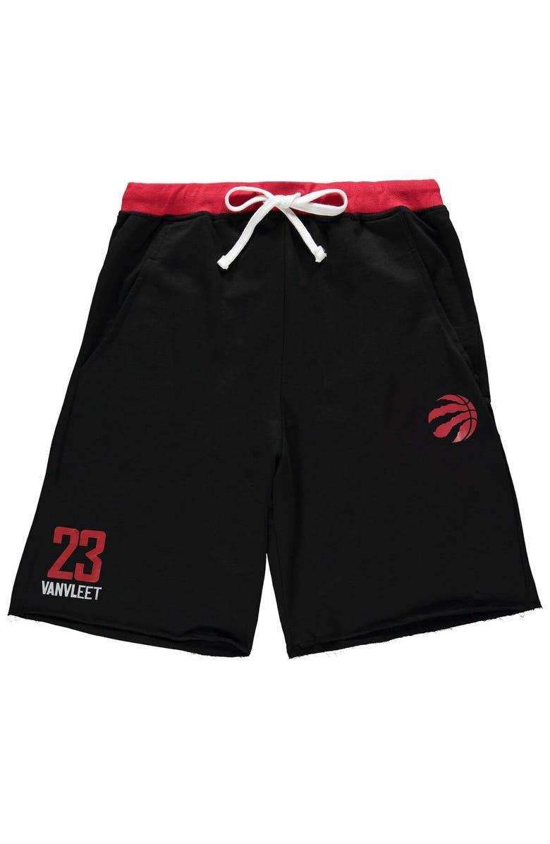 PROFILE Men's Fred VanVleet Black/Red Toronto Raptors Big & Tall French Terry Name & Number Shorts, Main, color,