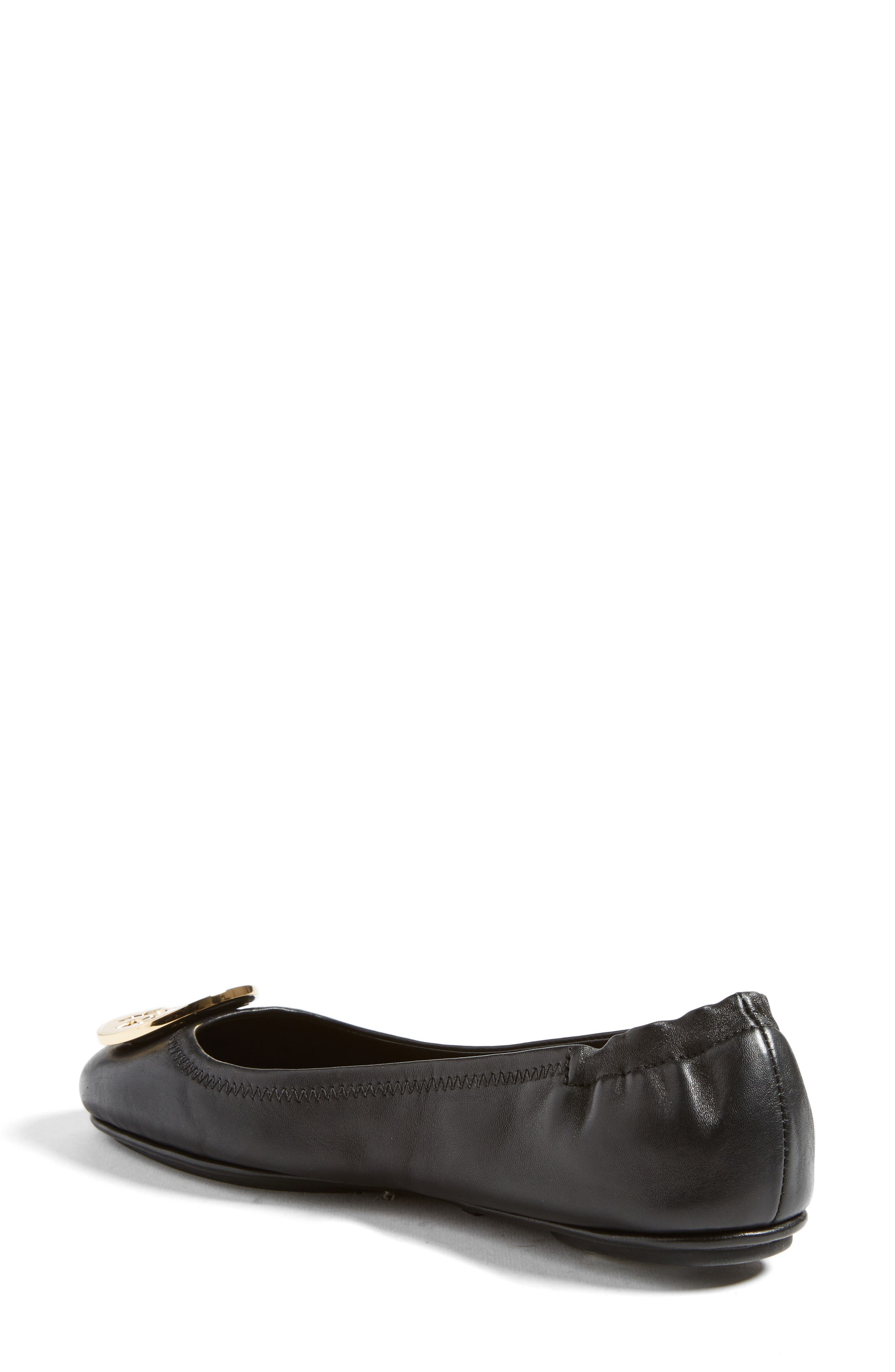 Tory Burch Minnie Travel Ballet Flat, Alternate, color, Perfect Black/ Gold