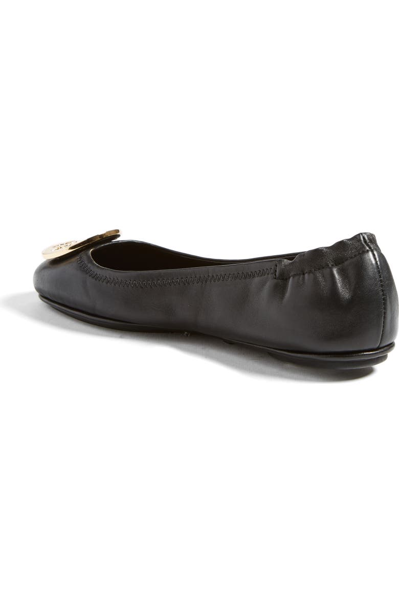 Tory Burch Minnie Travel Ballet Flat, Alternate, color, Perfect Black/ Gold