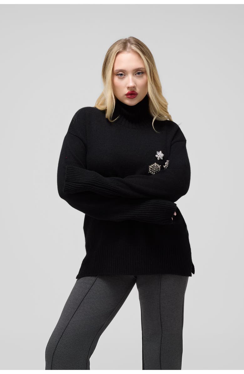 Le Fafo Turtle Neck Cashmere Sweater, Alternate, color, Black