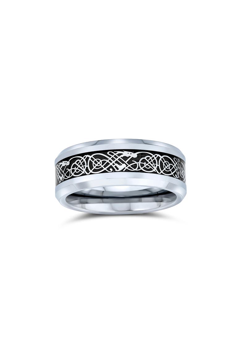 Men's Celtic Dragon Titanium Band Ring, Alternate, color, SILVER-TONE