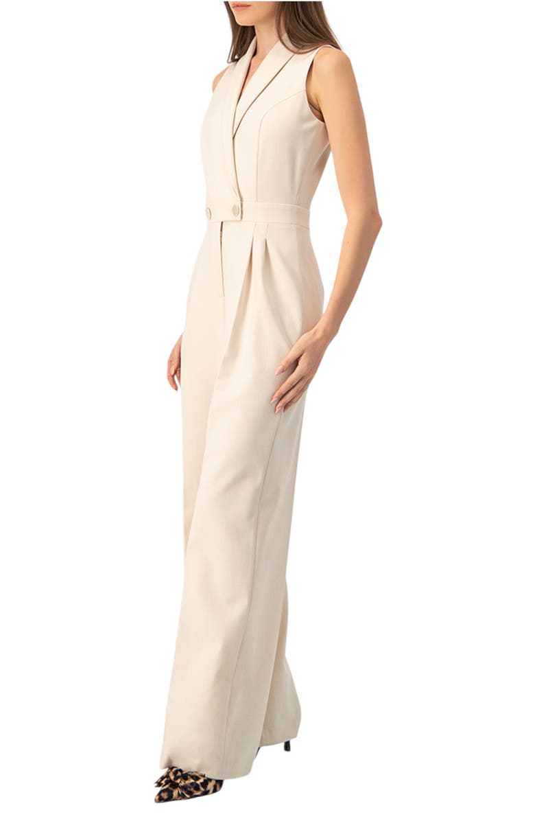 IVONNE Double Breasted Shawl Collar Jumpsuit, Alternate, color, Natural