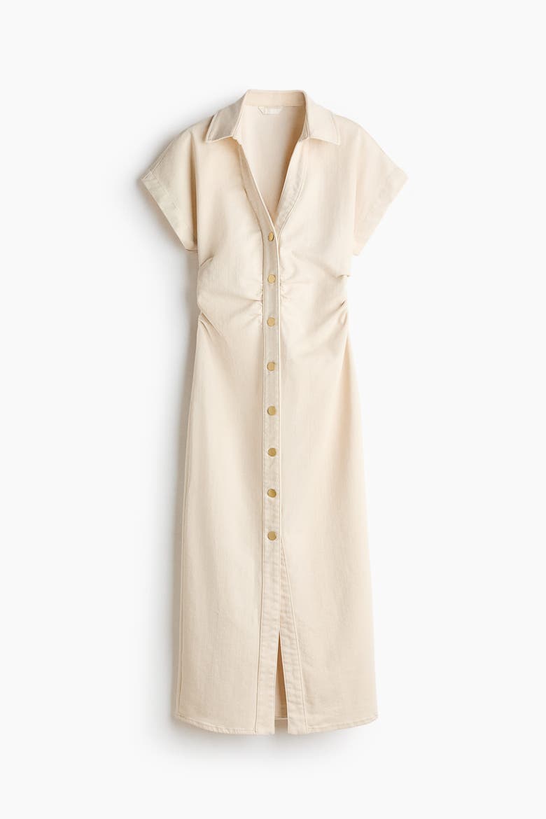 Short-sleeved Denim Dress, Alternate, color, Cream