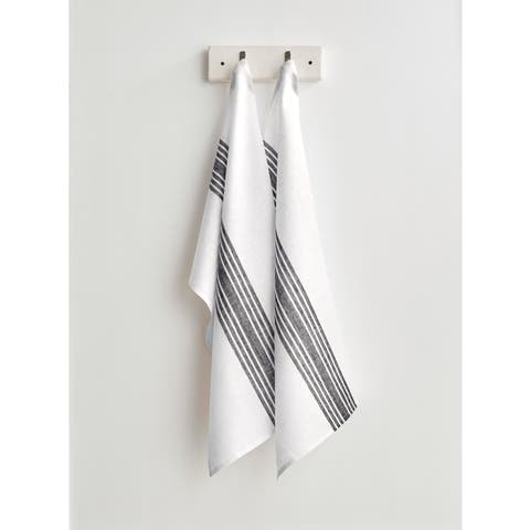 Linen Kitchen Towels Set of 2, 17 x 26 Inch for Dining Table, Holiday and Everyday Table Decor - Farmhouse