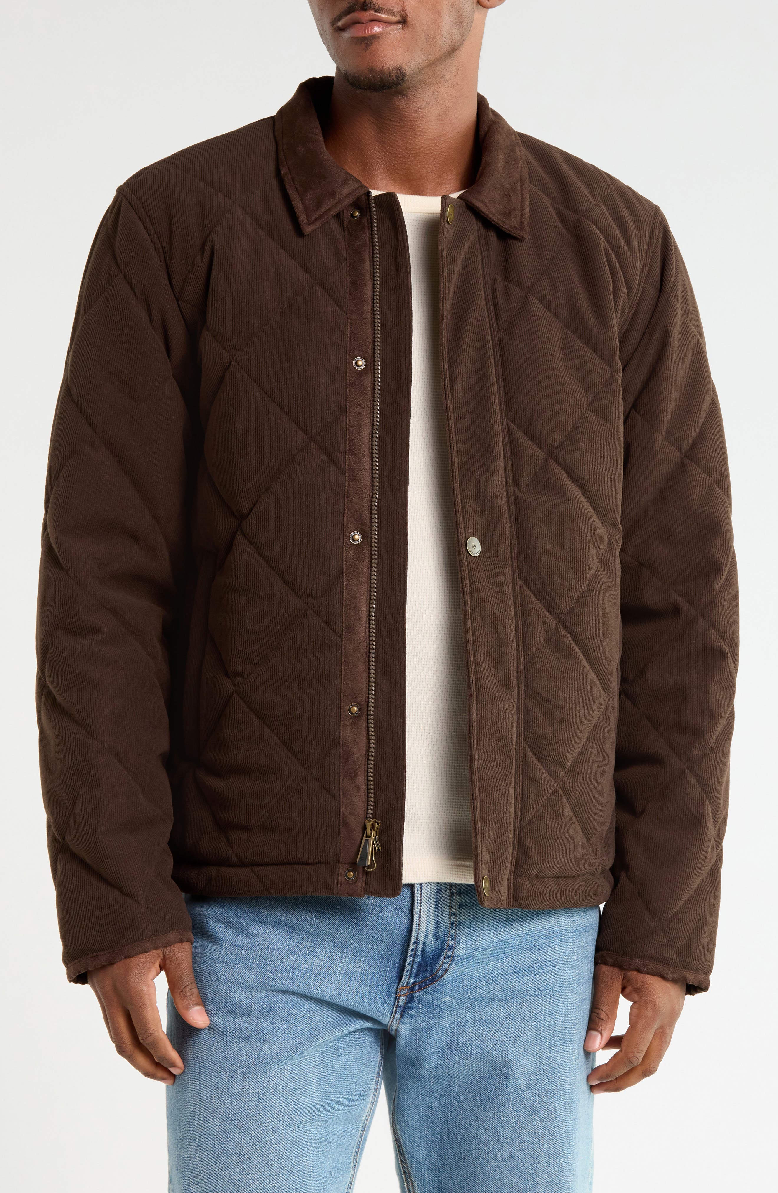 Quilted Corduroy Faux Suede Jacket