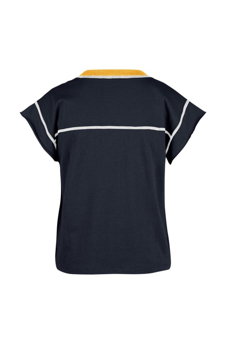 Women's '47 Navy Michigan Wolverines Sound Up Maya Cutoff T-Shirt, Alternate, color, Navy