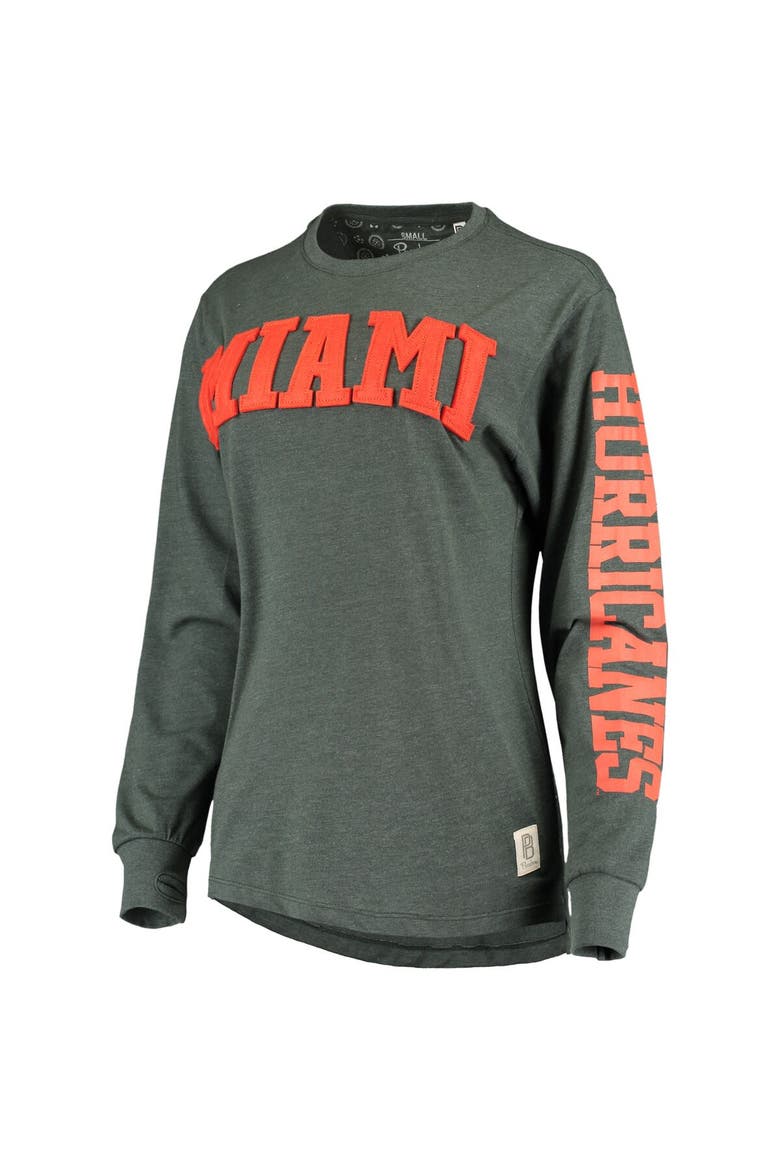 Women's Pressbox Green Miami Hurricanes Two-Hit Canyon Long Sleeve T-Shirt, Alternate, color, Green