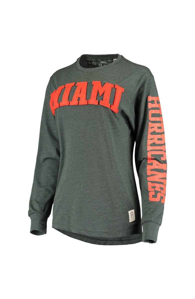 PRESSBOX Women's Pressbox Green Miami Hurricanes Two-Hit Canyon Long Sleeve T-Shirt, Alternate, color, Green