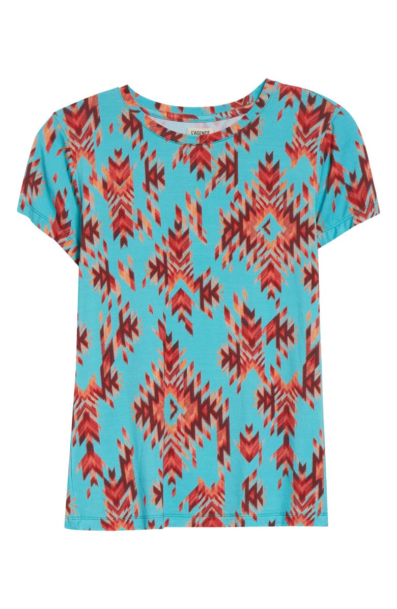 L'AGENCE Ressi Ganado Print T-Shirt, Alternate, color, Pool Blue Mt Ganado Print