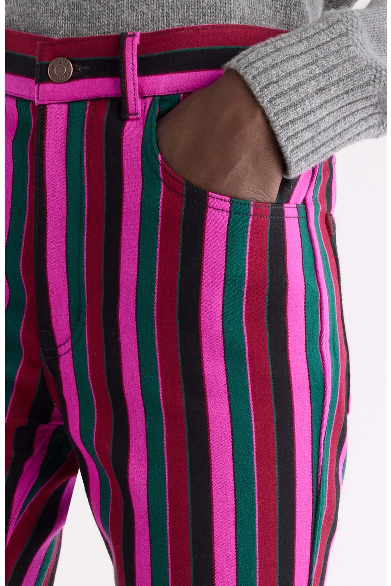 Stripe Slim Wool Trousers, Alternate, color, GREEN - PINK 1