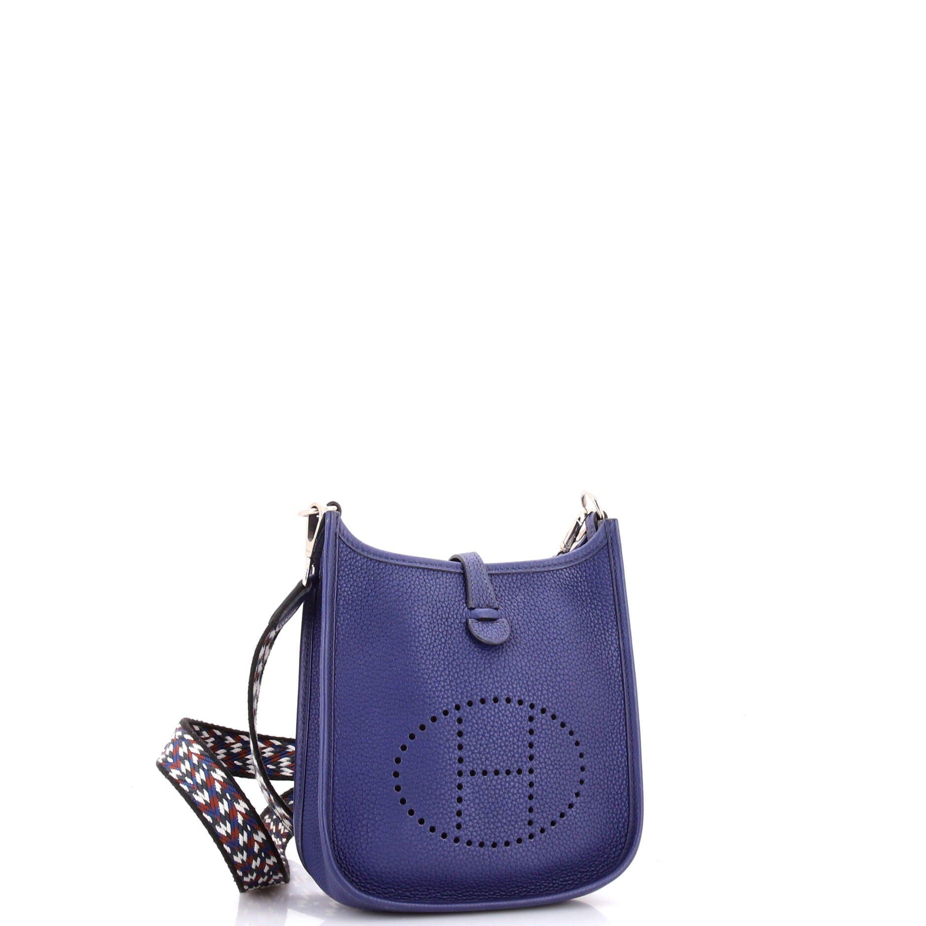 Pre-Owned Hermes Evelyne Bag Gen III Clemence TPM, Alternate, color, Bleu Saphir