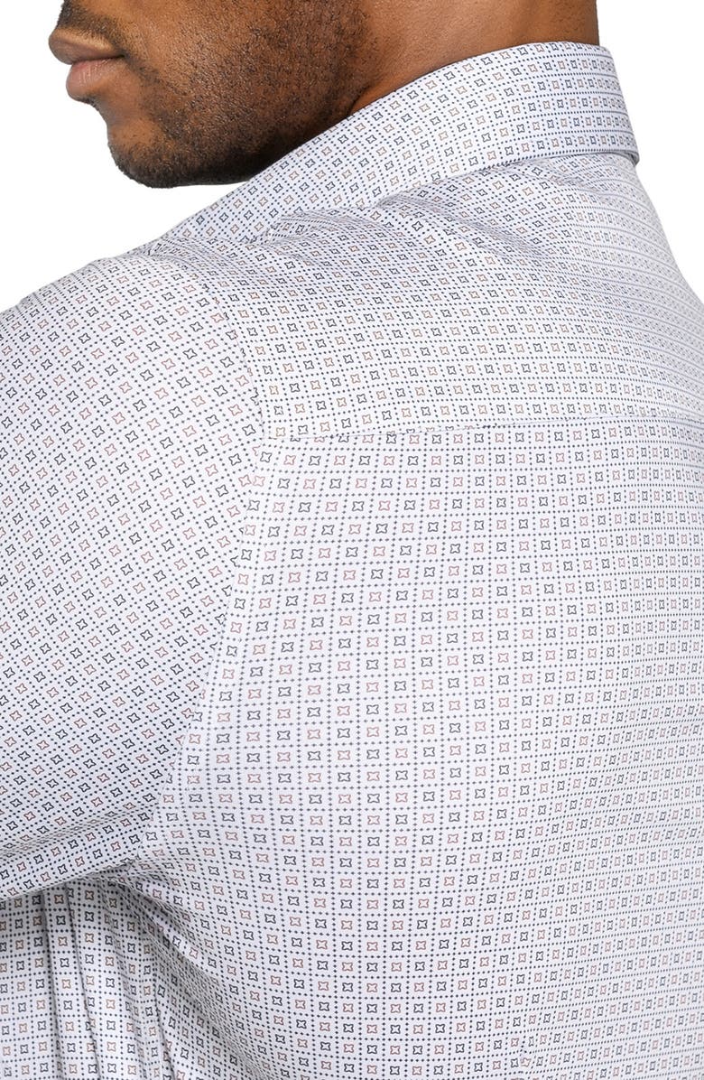 W.R.K Reworked Slim Fit Geometric Print Cotton Dress Shirt, Alternate, color, White